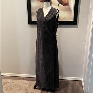 Talbots Charcoal Maxi Wrap Dress